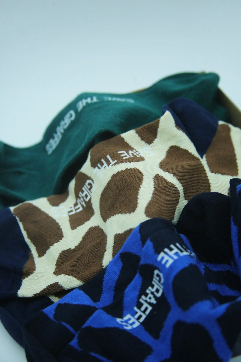 Coffret de 3 paires de chaussettes Savane girafon bleu