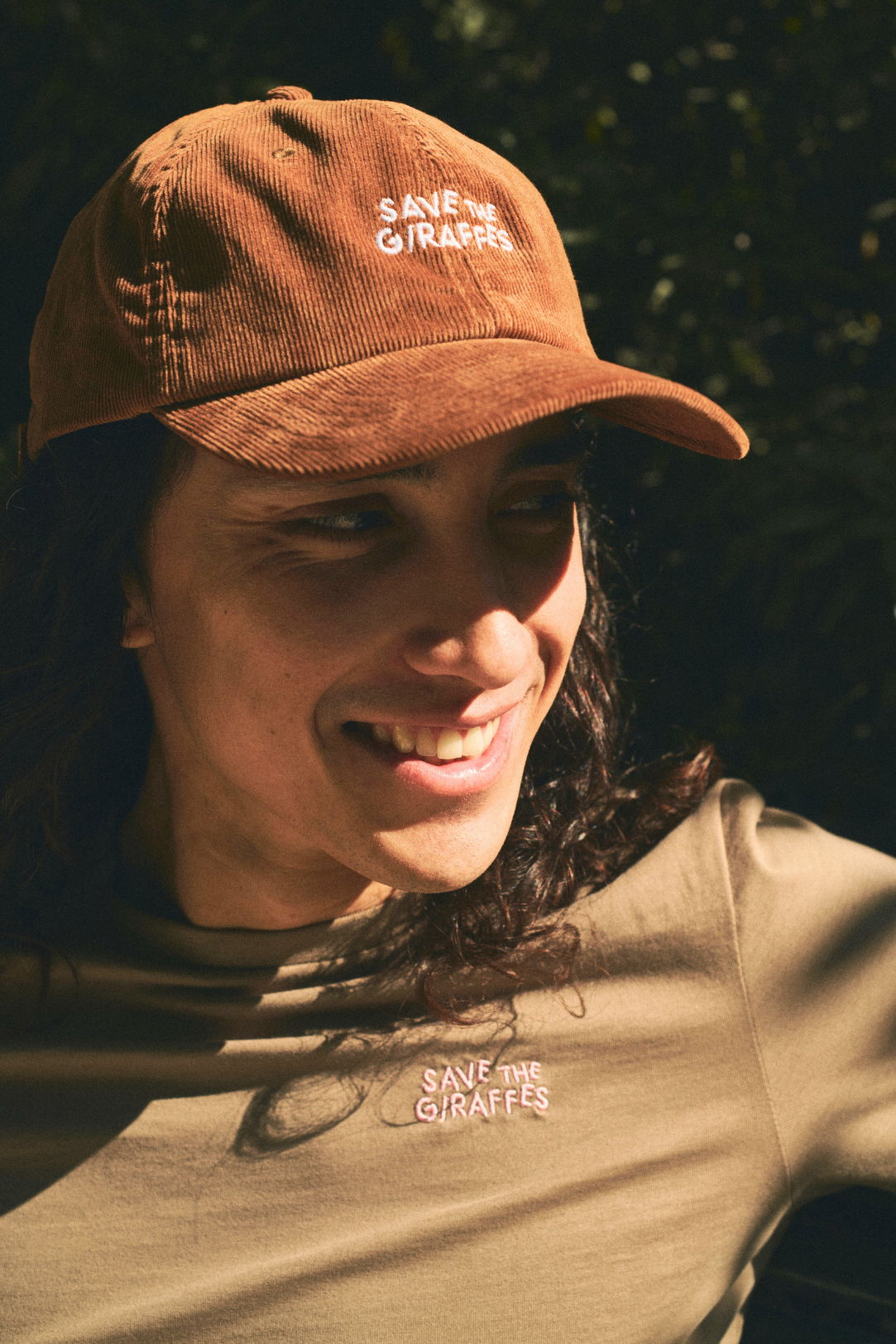 Corduroy "Save the giraffes" Cap - Brown