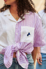Upcycled linen shirt - Pink