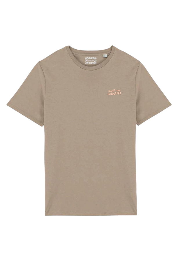 Tee-shirt Brodé "Save The Giraffes" Café - Coton Bio