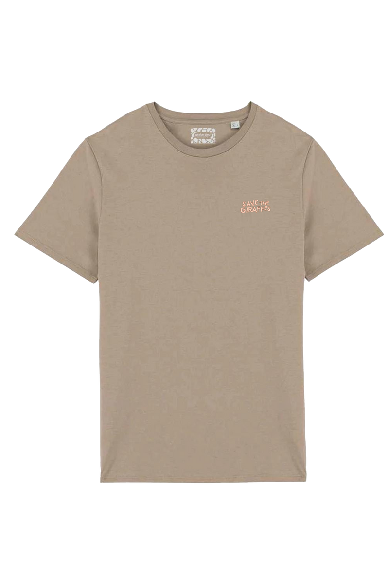 Coffee "save the giraffes" embroidered T-shirt - Organic cotton