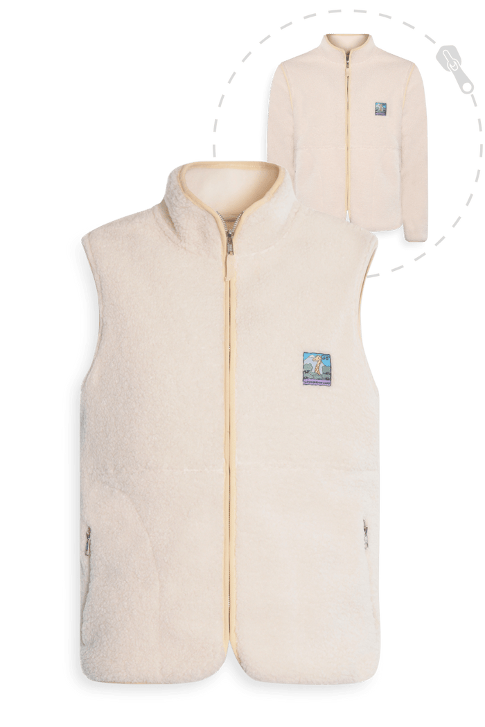 Polaire Sherpa 2-en-1 manches amovibles | Sherpa recyclée unisexe | Made in Europe Crème
