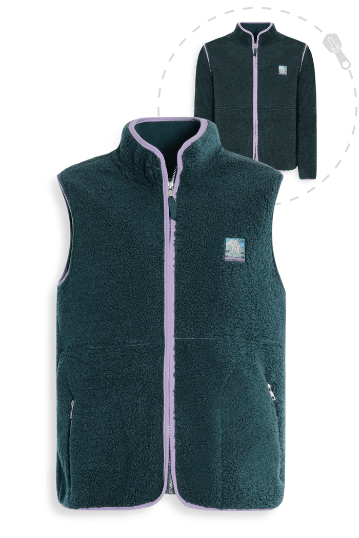 Polaire Sherpa 2-en-1 manches amovibles | Sherpa recyclée unisexe | Made in Europe Vert