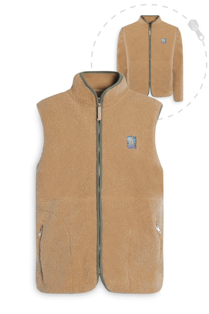Polaire Sherpa 2-en-1 manches amovibles | Sherpa recyclée unisexe | Made in Europe Beige