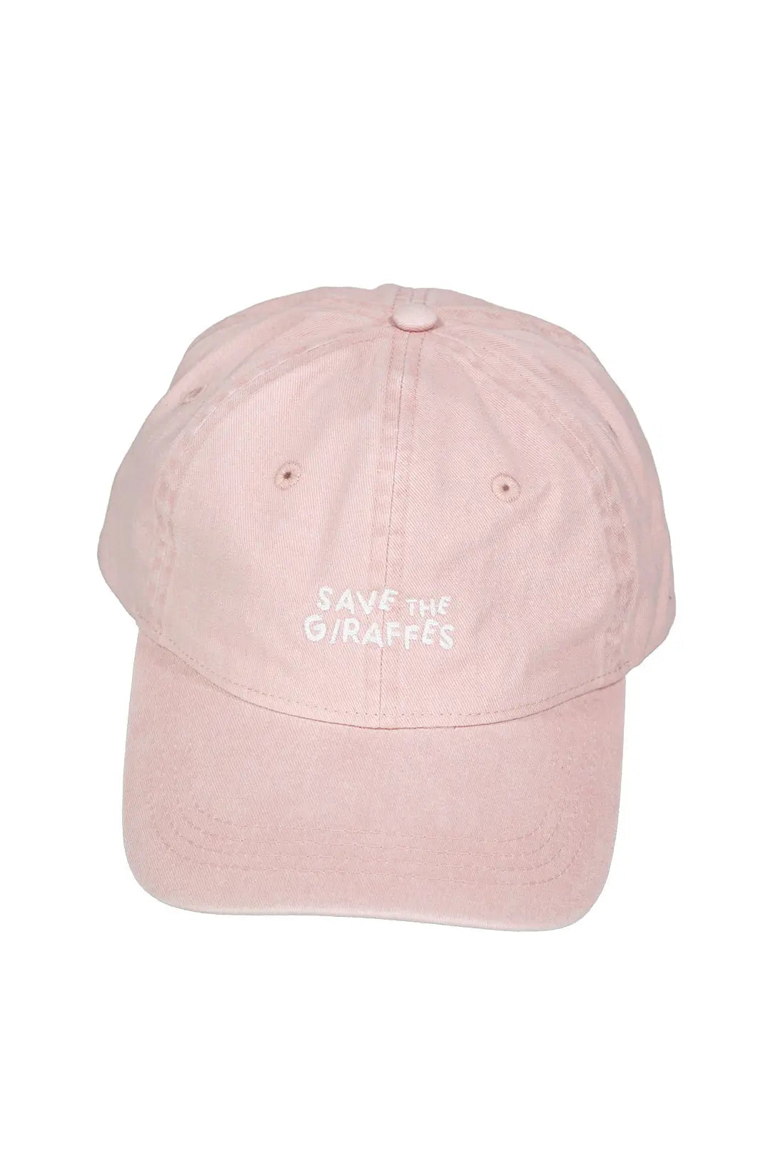 Casquette rose délavée "Save the giraffes" girafon bleu