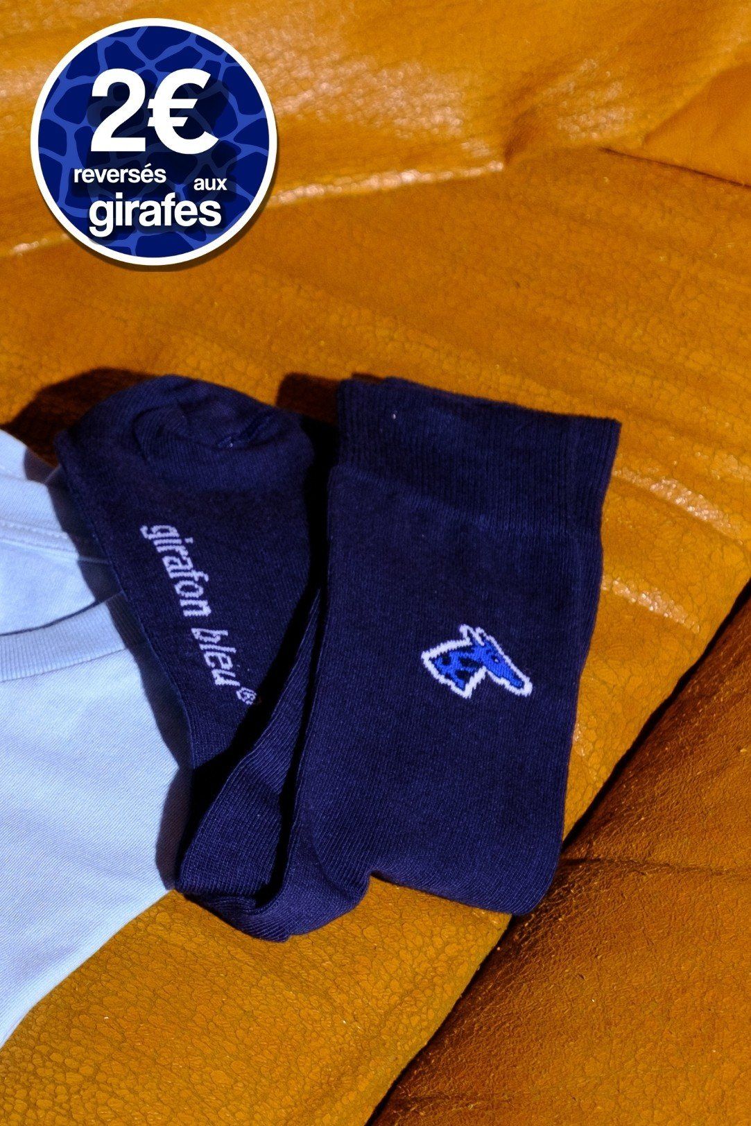 Chaussettes bleu marine girafon bleu