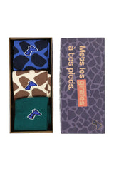 Coffret de 3 paires de chaussettes - Savane girafon bleu