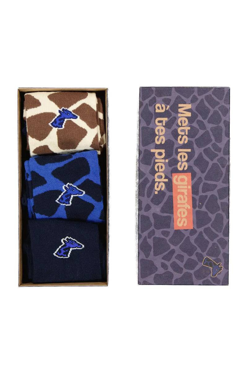 Coffret de 3 paires de chaussettes - Savanight girafon bleu