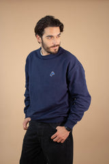 Sweat-shirt brodé bleu marine oversize - unisexe