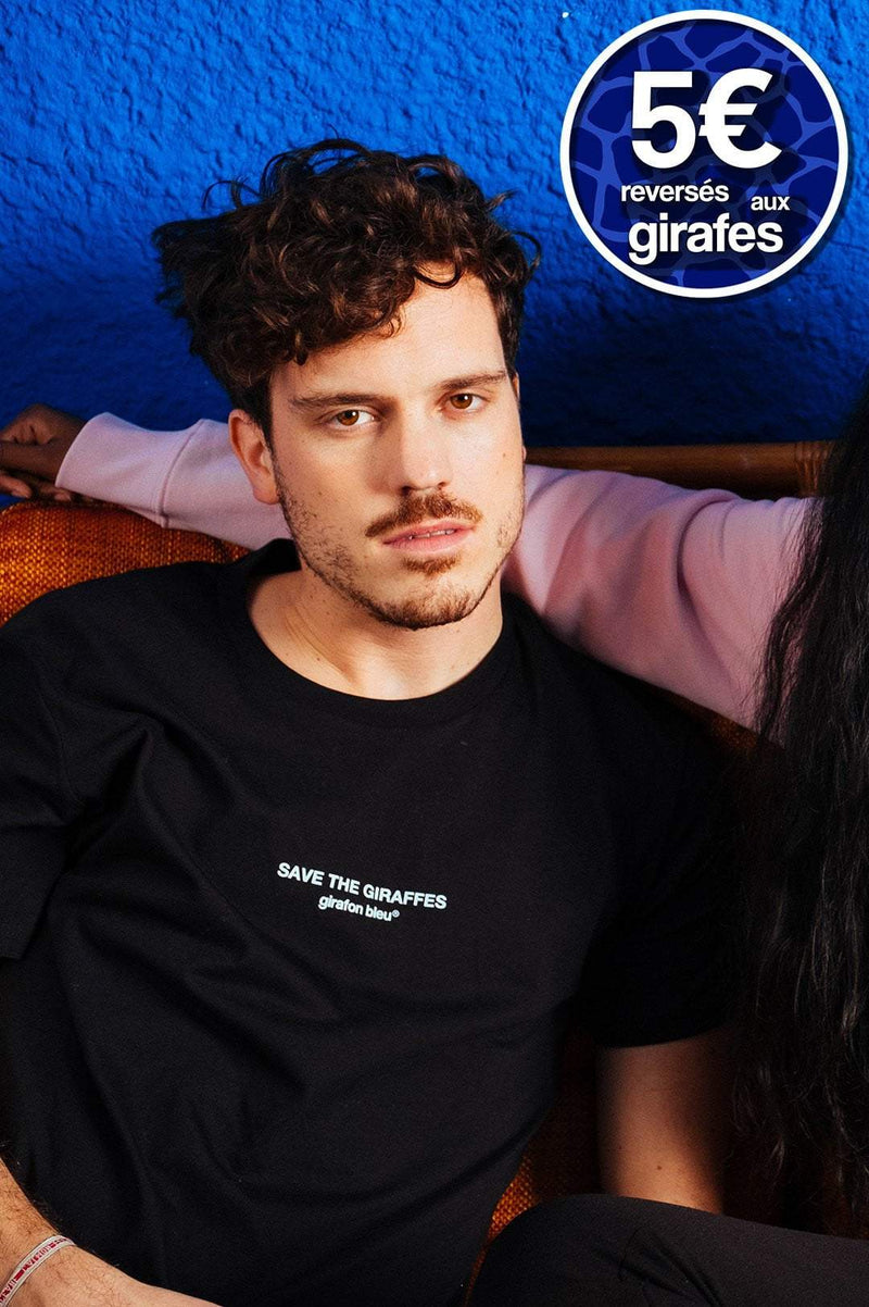 Tee-shirt "Save the giraffes" coton bio - Noir girafonbleu