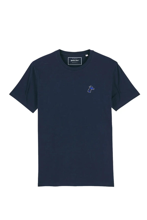 Tee-shirt coton bio bleu marine unisexe girafonbleu