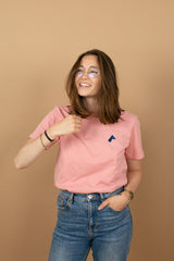 Unisex Pink Embroidered T-shirt - Organic Cotton