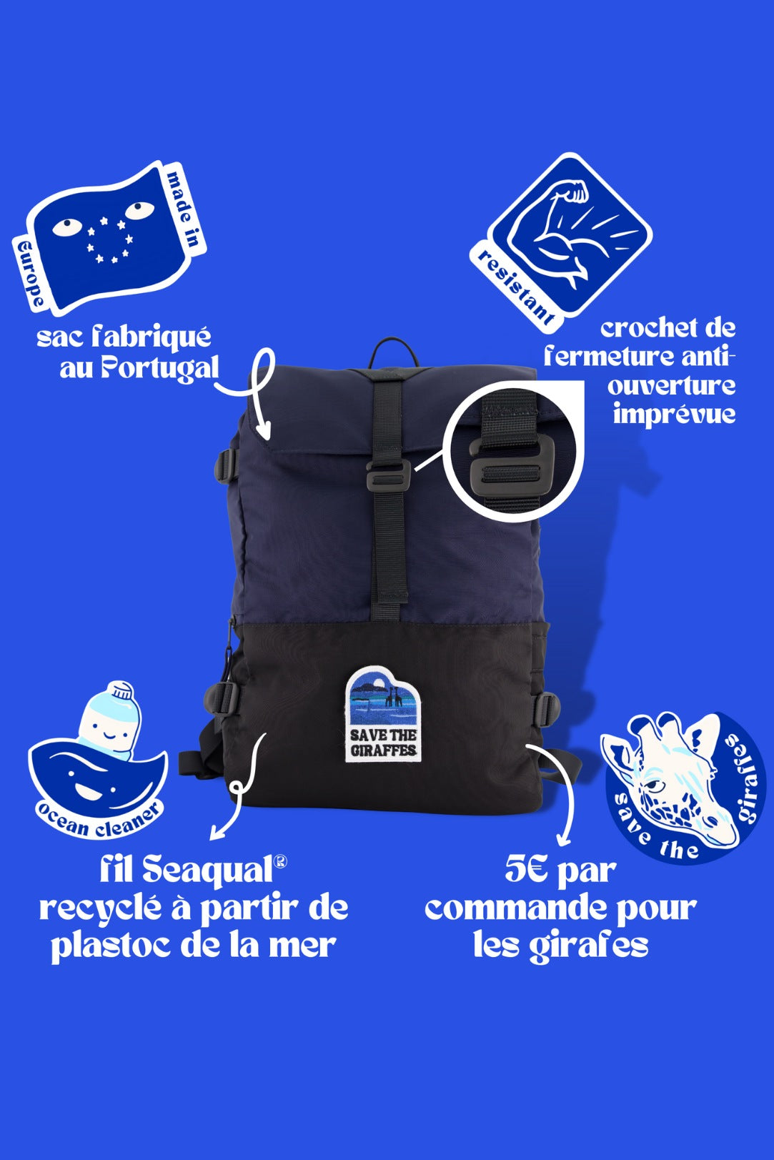 Sac-à-dos girafon bleu®